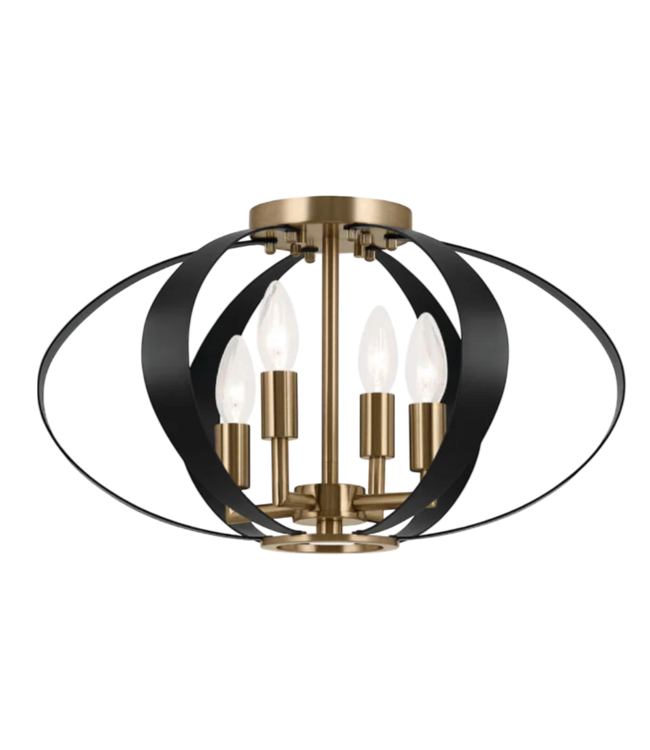 51778 Cecil 4-Light Black Orb Semi Flush Mount