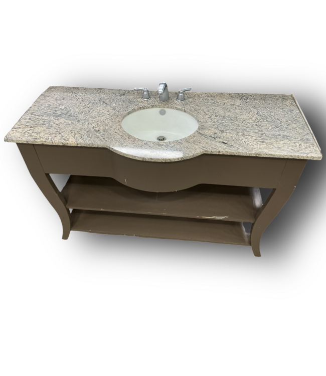 51770 Grayish Brown Bathroom Vanity With Top 58"W