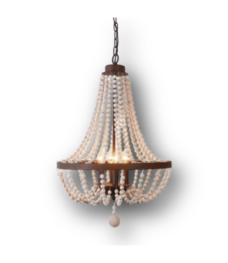 51796 Modern 4-Light Wood Beaded Chandelier