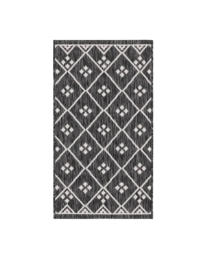51816 Courtyard Black Ivory Outdoor Area Rug