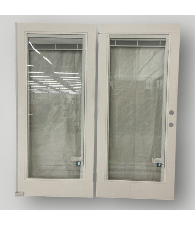 51831 White French Doors With Mini Blinds 72"W x 79"H