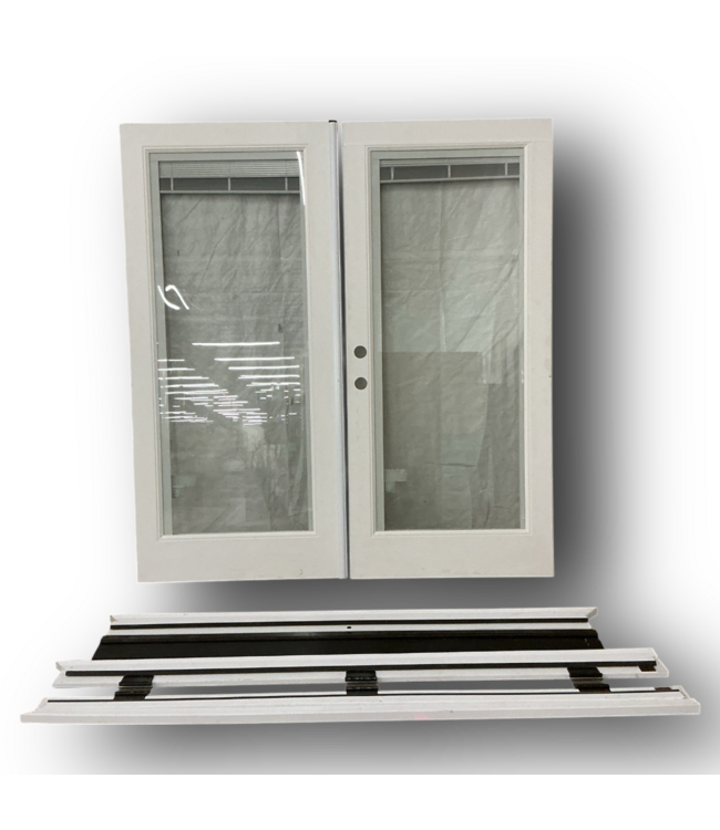 51831 White French Doors With Mini Blinds 72"W x 79"H