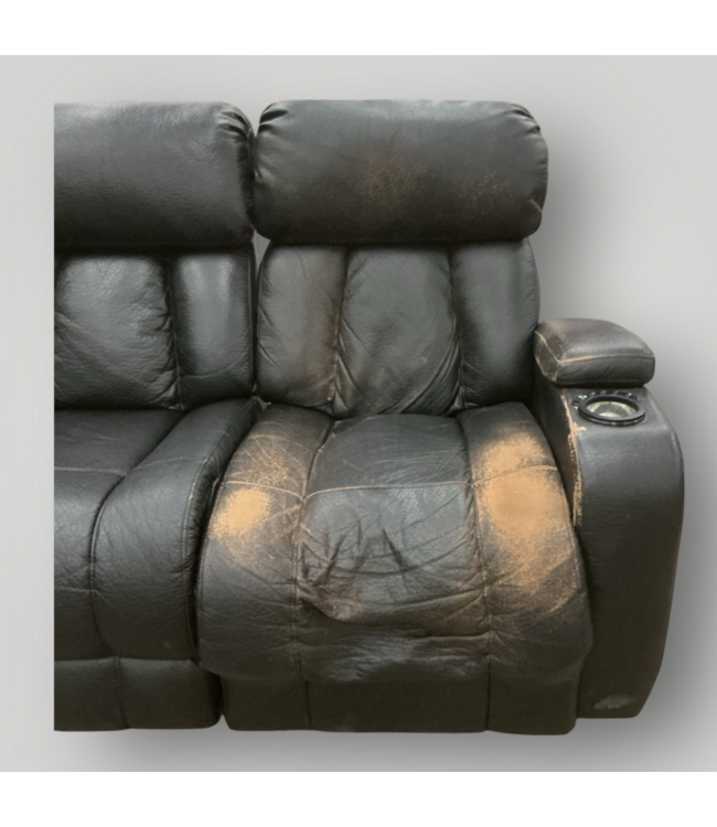 51843 Black Leather Power Reclining Sectional Sofa