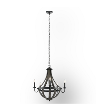 51864 5-Light Distressed Black Chandelier