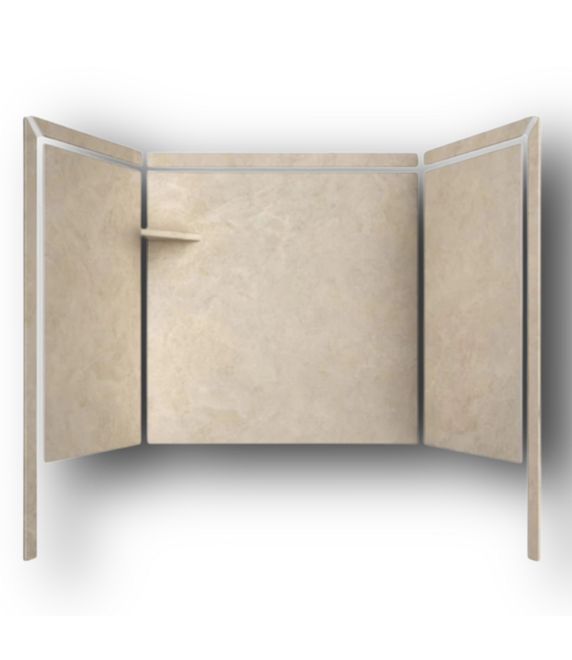 51868 Elite Creme Travertine 3-Piece Bathtub Wall Panel
