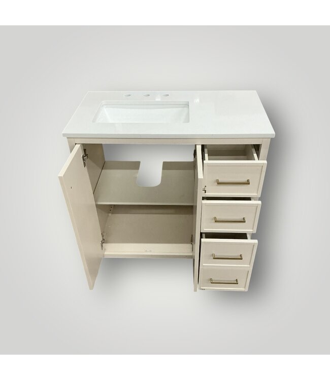 51877 Beige Single Sink Bathroom Vanity w/Top 36"