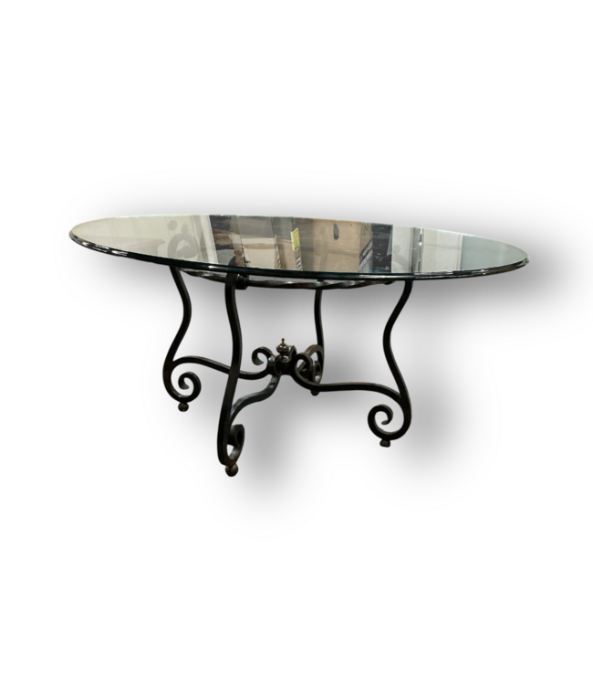51897 Antique Bronze Round Glass Top Table