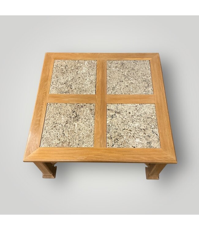 51896 Light Oak & Granite Tables Set of 2