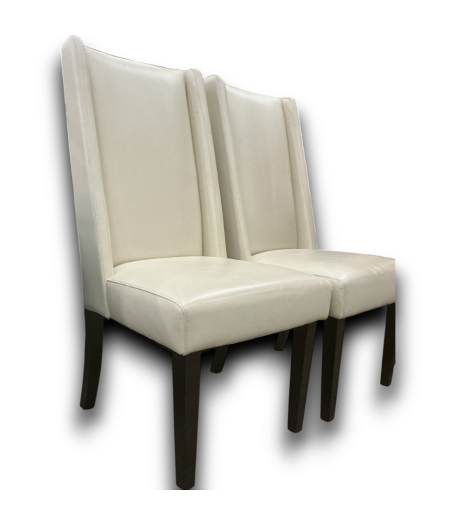 51935 Modern Ivory Leather Dining Chairs (Set of 2)