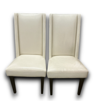 51935 Modern Ivory Leather Dining Chairs (Set of 2)