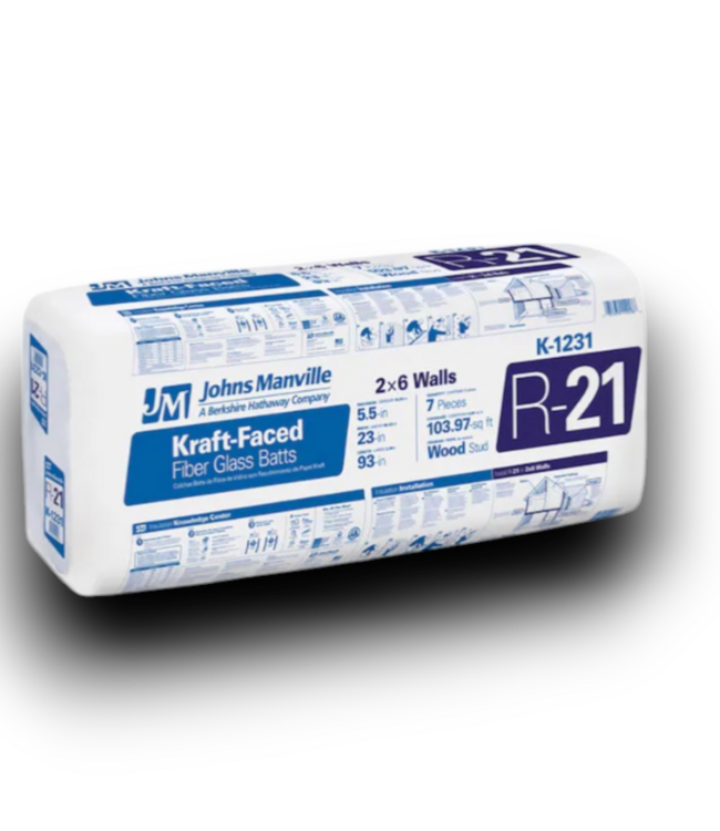 51942 R-21 Wall Kraft Faced Fiberglass Batt Insulation 103.97 sq. ft.