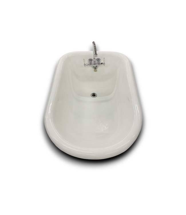 51945 Vintage Cast Iron Clawfoot Tub With Faucet 48"L