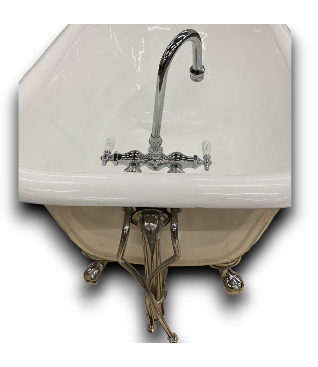 51945 Vintage Cast Iron Clawfoot Tub With Faucet 48"L