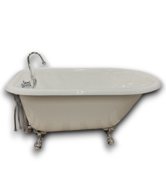 51945 Vintage Cast Iron Clawfoot Tub With Faucet 48"L