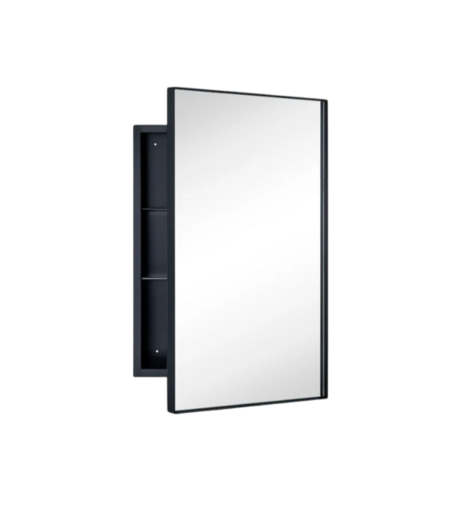 51954 Black Mirrored Rectangle Medicine Cabinet