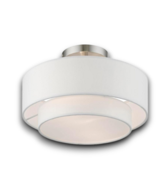51966 White Fabric  2-Light Semi Flush Mount Light