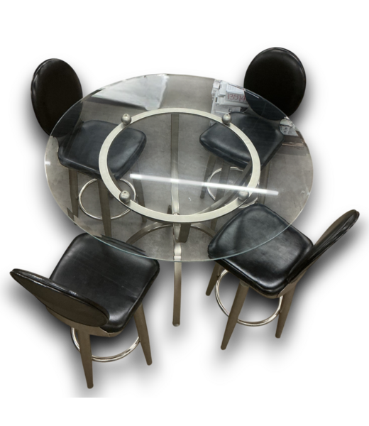51980 5-Piece Bar Set With Glass Tabletop