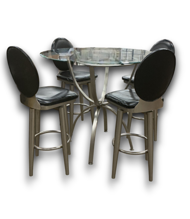 51980 5-Piece Bar Set With Glass Tabletop