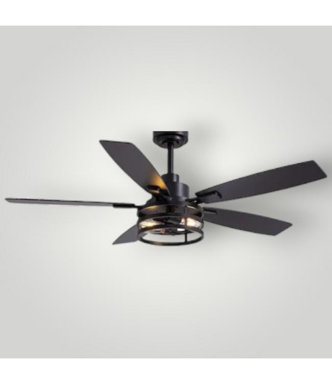 52034 Walnut & Black Ceiling Fan w/Light & Remote