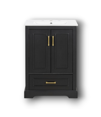 52035 Black Freestanding Bathroom Vanity With Top  24"