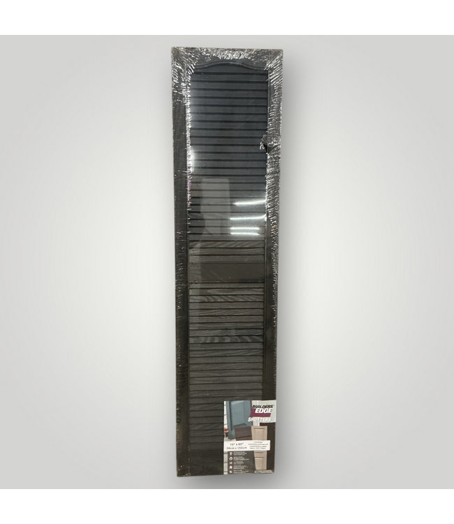 52038 Louvered Vinyl Exterior Shutters Pair in Black