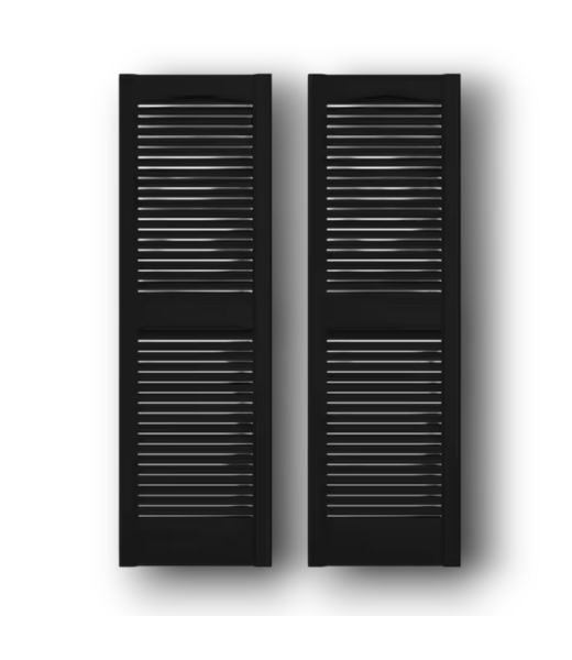 52038 Louvered Vinyl Exterior Shutters Pair in Black