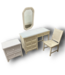 52046 White Wicker Makeup Vanity Set of 4-pcs