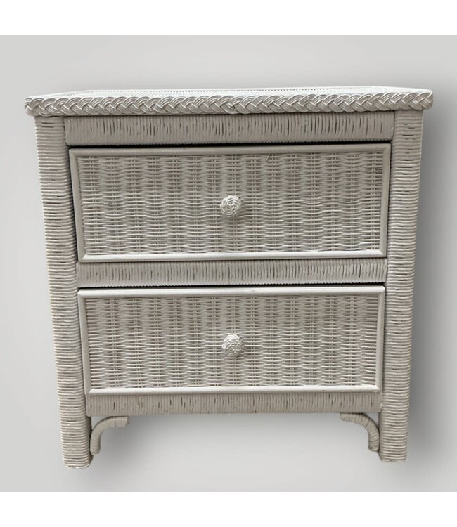 52046 White Wicker Makeup Vanity Set of 4-pcs