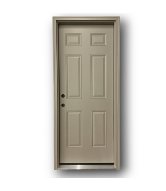52081 6-Panel Taupe Steel Prehung Exterior Door 32" x 80"