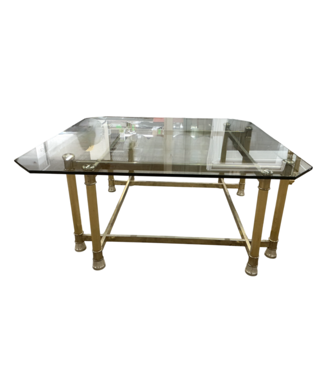 52094 Set of Brass Framed Glass Top Tables (3)