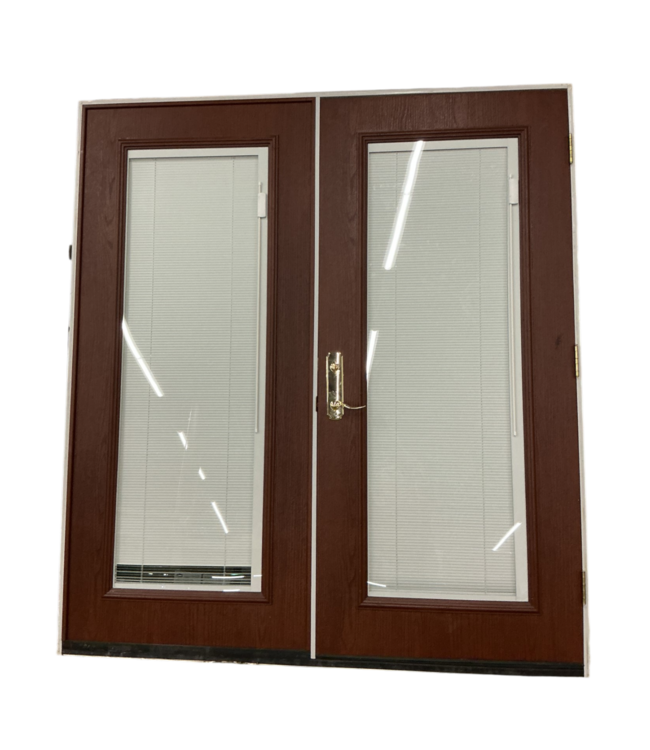 52097 Brick Brown Prehung French Door With Blinds 71.5"W