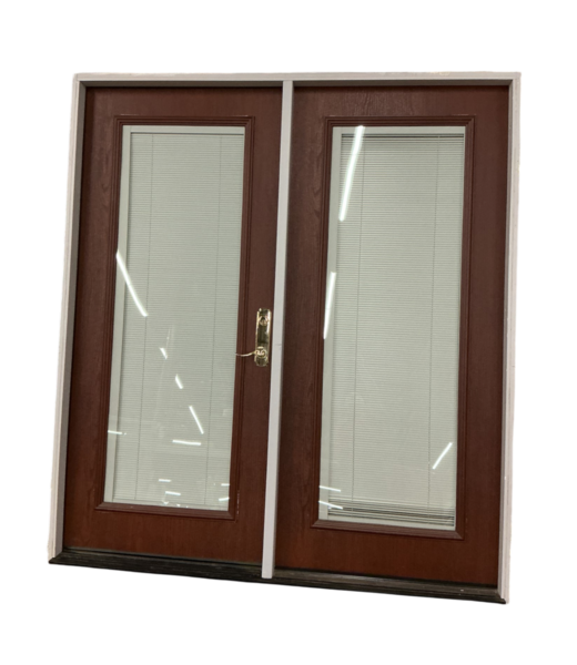 52097 Brick Brown Prehung French Door With Blinds 71.5"W