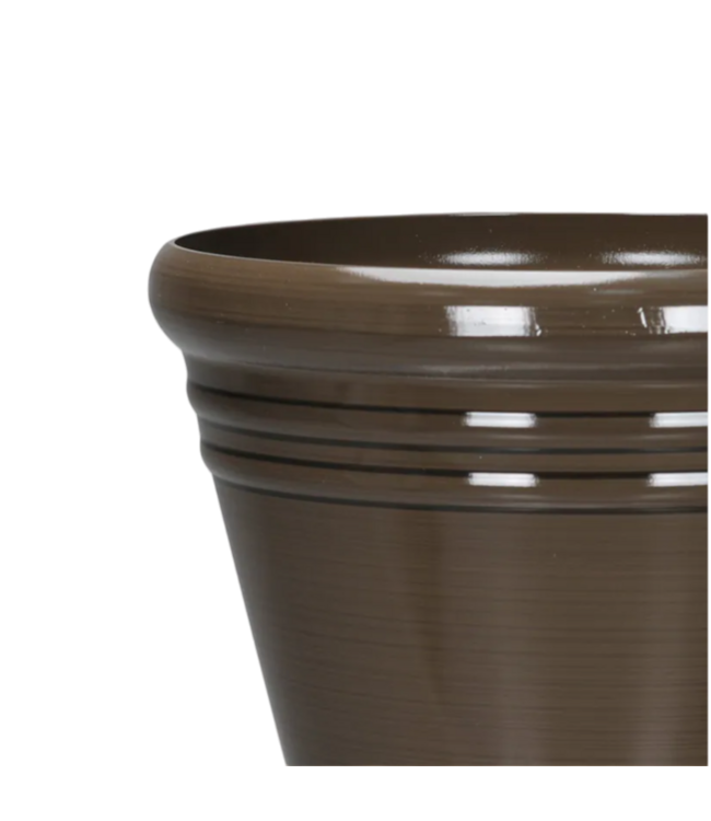 52101 Brown Large Round Plastic Indoor/ Outdoor Planter