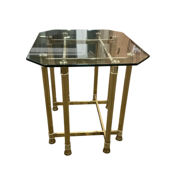 52094 Set of Brass Framed Glass Top Tables (3)