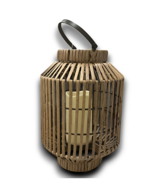 52112 Brown Rattan Outdoor LED Lantern 8.5"W x 12"H