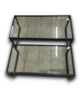 52107 Black Framed Glass Top Tables (Set of 2)
