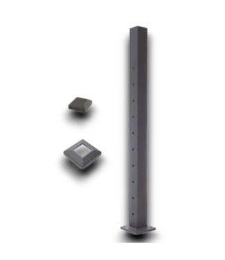 52130 Textured Black Aluminum Deck Bottom Stair Post 2.5"W