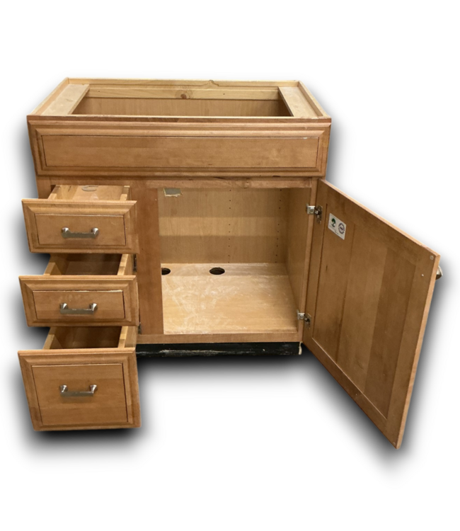 52163 Light Brown Vanity Sink Base Cabinet 33"W