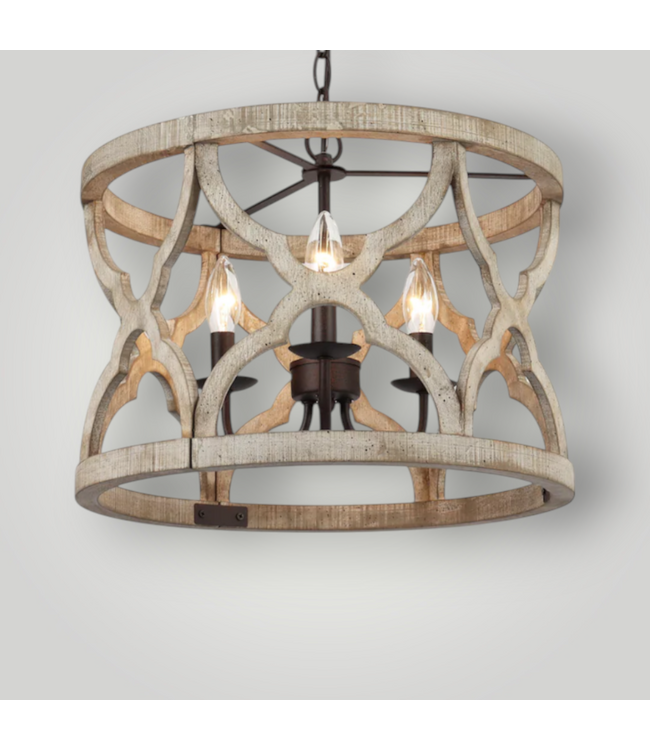 52180 Quaint 3-Light Distressed Bronze Chandelier