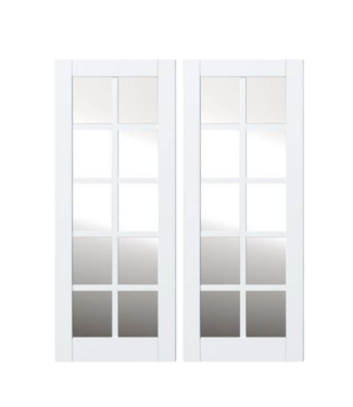 52184 10-Lite Mirrored Glass Slab Door (Set of 2) 32"W x 80"H
