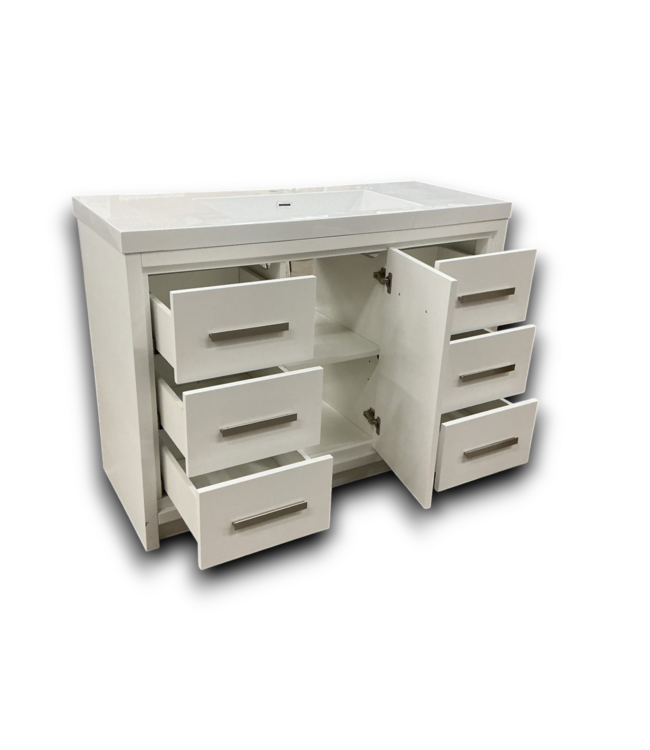 52209 White Bathroom Vanity With Acrylic Top 48"W
