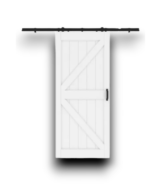 52216 White Primed K-Frame Single Barn Door With Hardware 36"