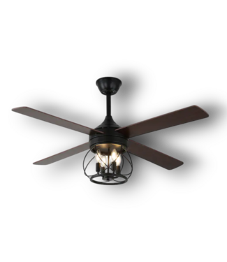 52220 Nicola Black Cage Ceiling Fan With Remote 52"W