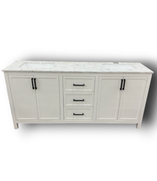 52229 Lenoir White Double Sink Bathroom Vanity With Top 72"W