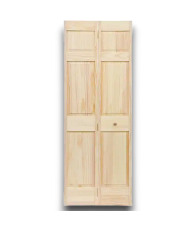 52238 Unfinished Pine 6 Panel Bifold Closet Door 36"W x 80"H