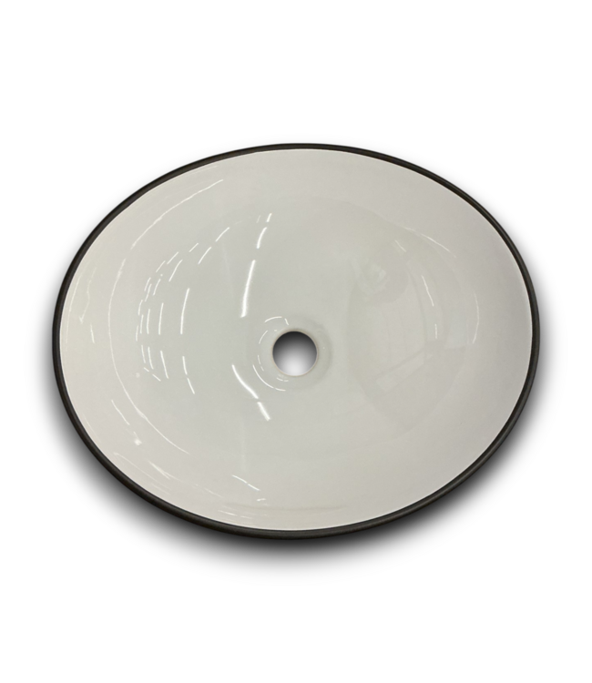 52254 Eclisse Vessel Crisp White/Matte Black Bathroom Sink