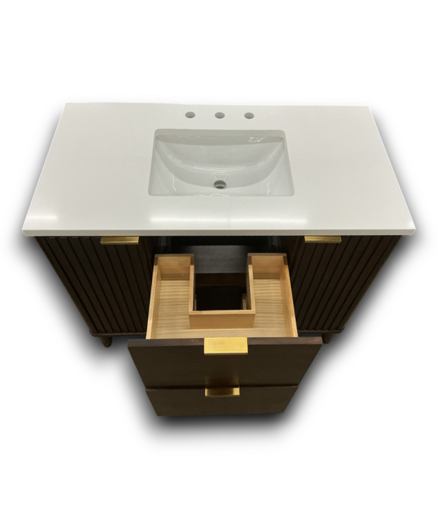 52255 Gabi Dark Walnut Bathroom Vanity With White Top 42"