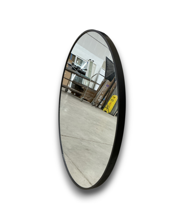52270 Black Framed Round Wall Mirror 28"