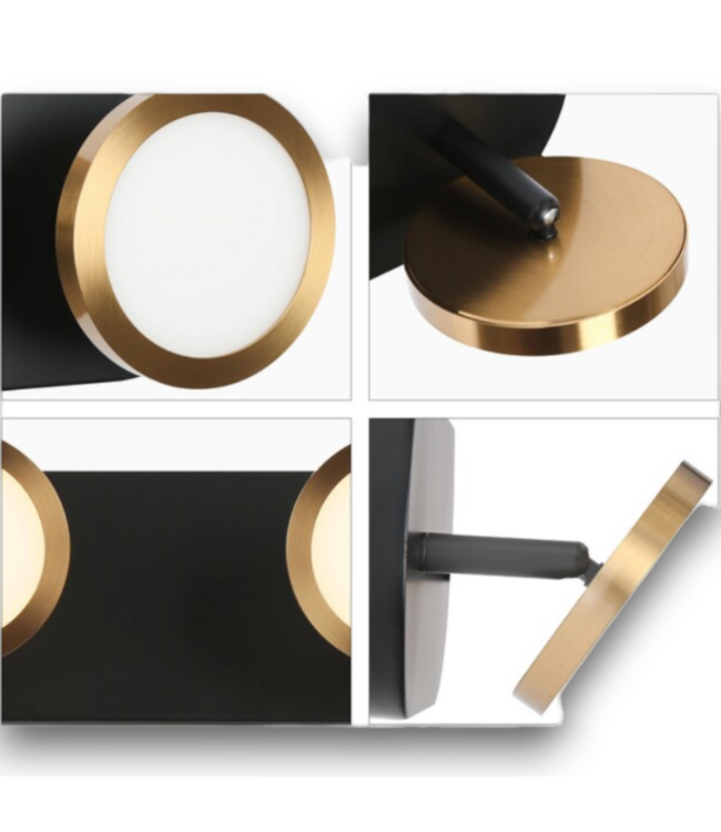 52313 Damla 2-Light Black & Gold LED Vanity Light