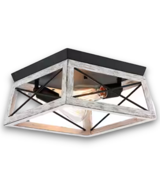 52324 Mousse 2-Light Flush Mount Oak And Black 2 Pack